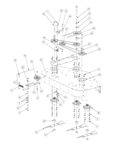 Fabricated Deck Spindle Assembly Diagram and Parts List for M48-KW 53CB5DAV750-19-HP-OHV Cub Cadet Lawn Tractor
